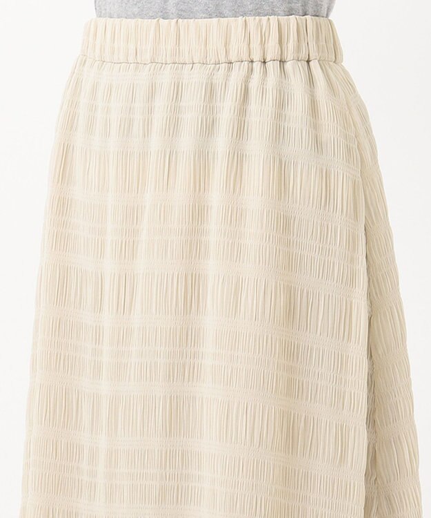 J.PRESS LADIES 【洗える】シャーリングシャドーボーダー スカート アイボリー系