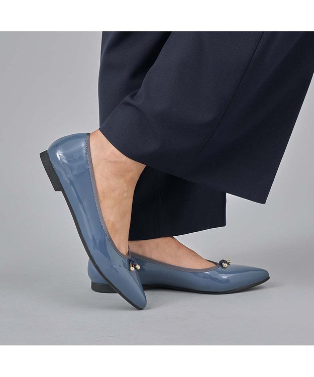 MODE ET JACOMO <carino>【レイン対応】中敷きデザインバレエシューズ ブルーエナメル