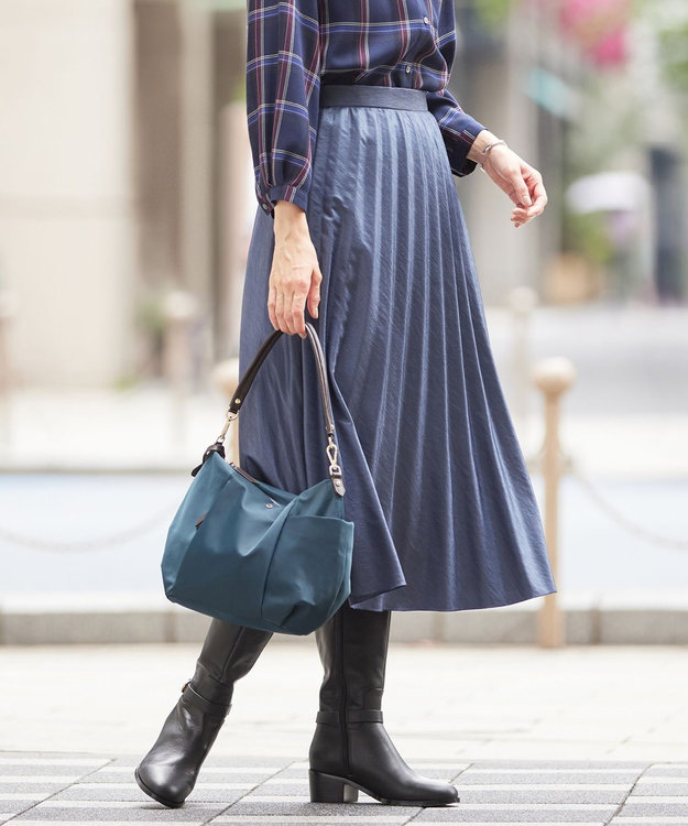 J.PRESS LADIES S 【洗える】Mistyスラブツイル プリーツ スカート ネイビー系