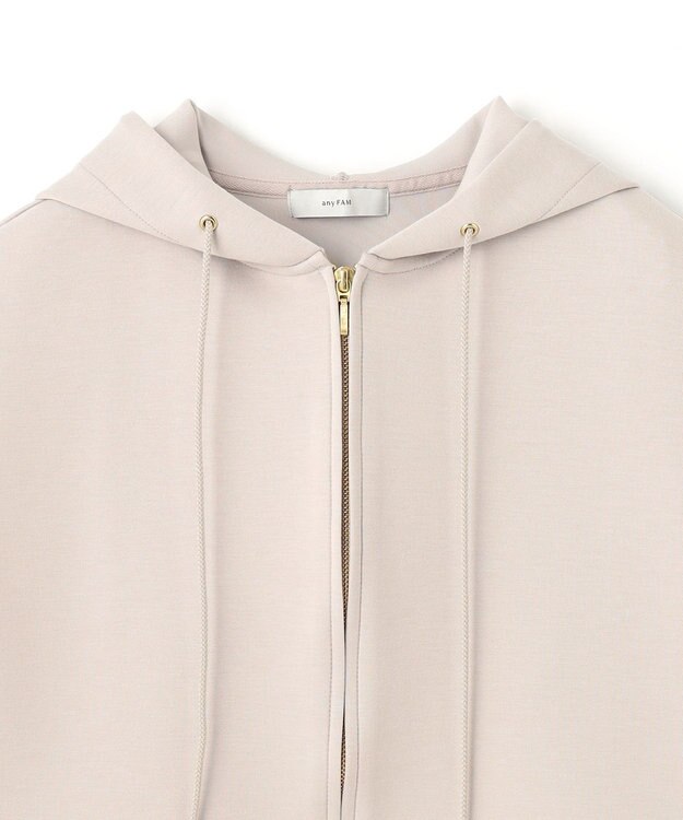 ANY L 【洗濯機可】ダンボールフレンチスリーブ ジップアップパーカー サンドベージュ