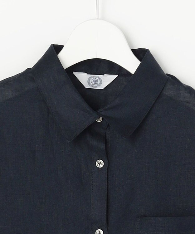J.PRESS LADIES S 【WEB限定カラーあり・2way】リネン シャツ ブラウス ネイビー系