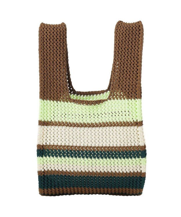 AMERICAN HOLIC マルチボーダーニットバッグ Brown