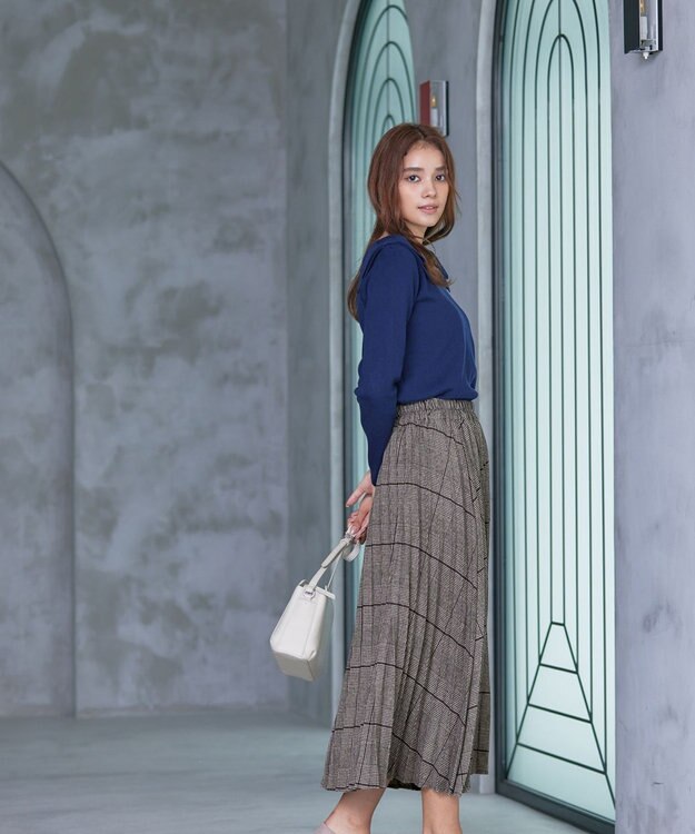 Tiaclasse 【安田美沙子さん着用】チェックプリーツスカート ベージュ