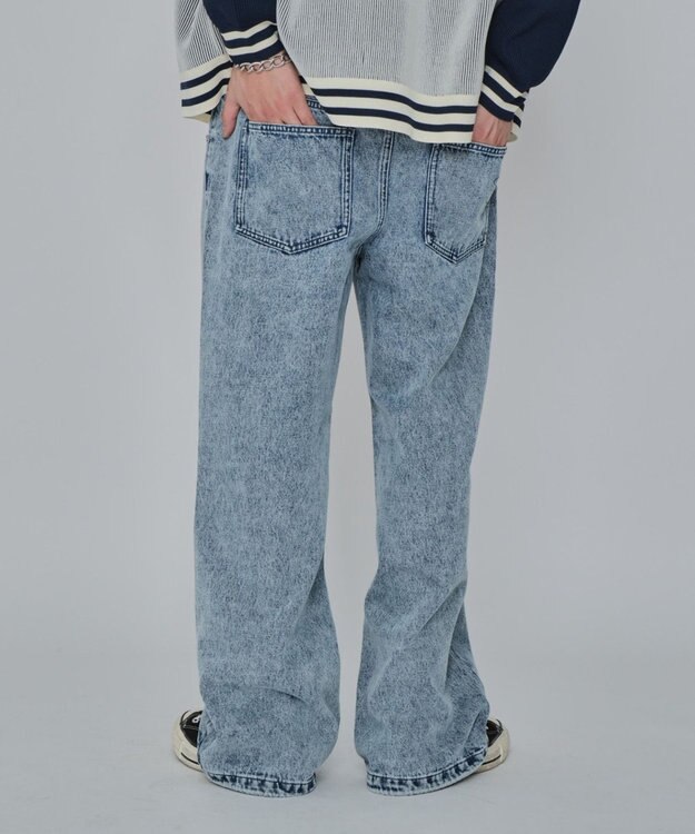 WEGO 【ユニセックス着用ITEM/MLサイズ展開/ウエストゴム】ボクサードッキングデニムパンツ デニム淡加工色