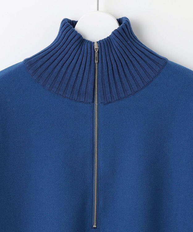 J.PRESS LADIES L ニードルパンチ ハーフジップ カットソー ブルー系