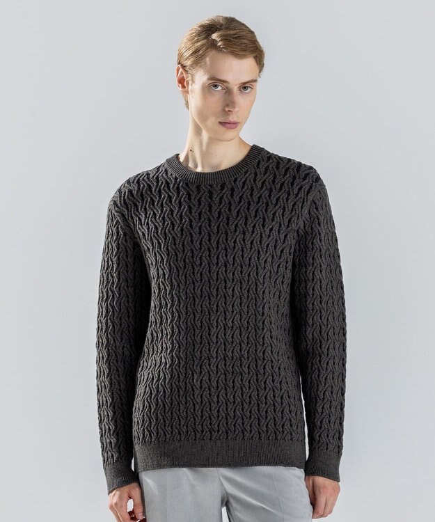 JOSEPH HOMME 【新柄】モロッカンクリスタル　クルーネックニット ダークグリーン系