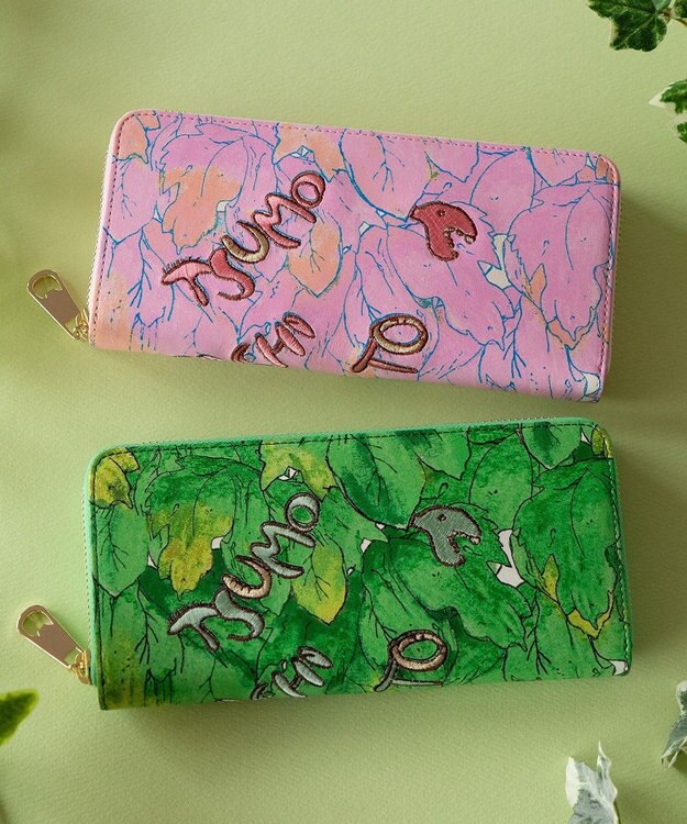 tsumori chisato CARRY 葉っぱ ラウンドファスナー長財布 ピンク