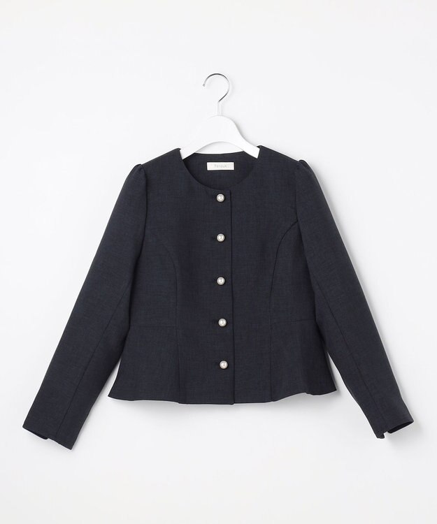 Feroux 【先行予約】パール釦ペプラムジャケット×スカート セットアップ ネイビー系