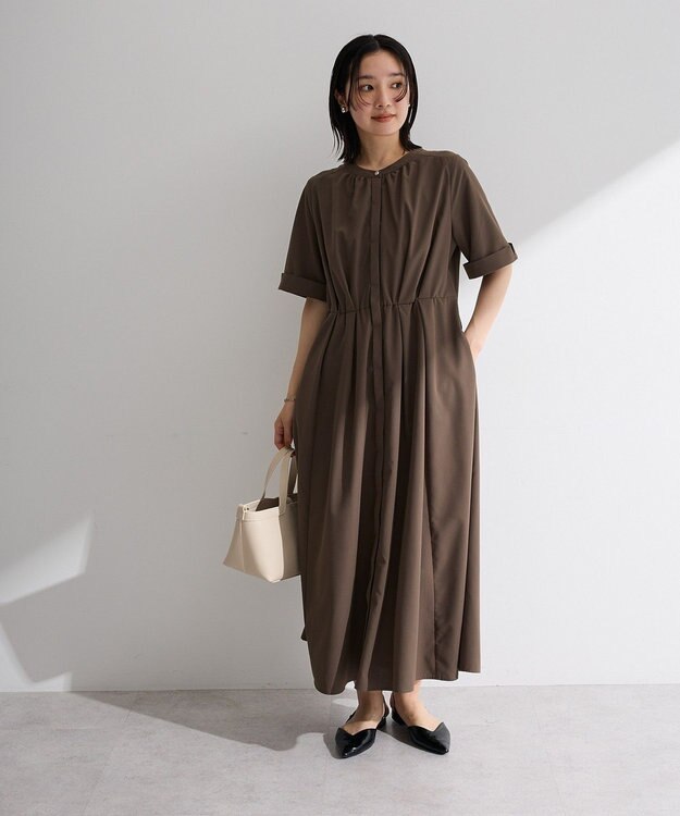 Green Parks サマ見えタックギャザーワンピース Brown