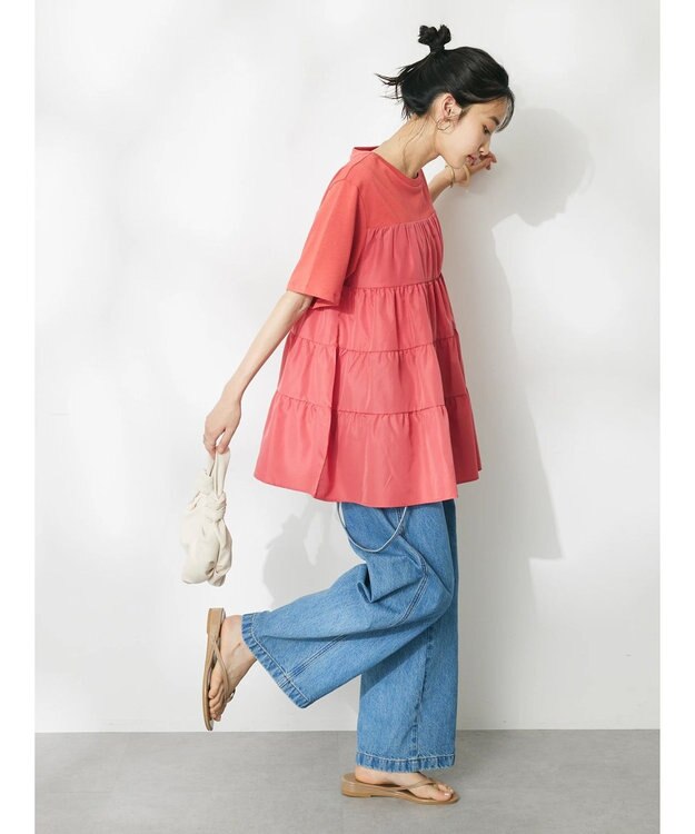 CRAFT STANDARD BOUTIQUE 異素材ティアードカットチュニック Orange