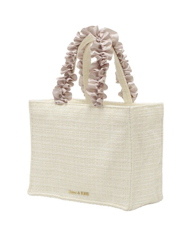 Maison de FLEUR ツイードフリルハンドルスクエアトートバッグ Ivory