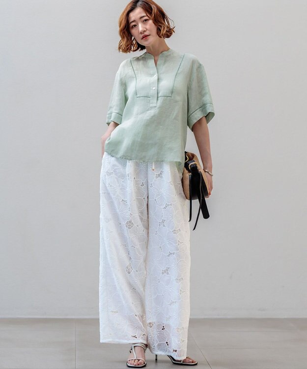 23区 VIOLAd'ORO ラフィアシート レザーコンビ ワンハンドルバッグ ベージュ系