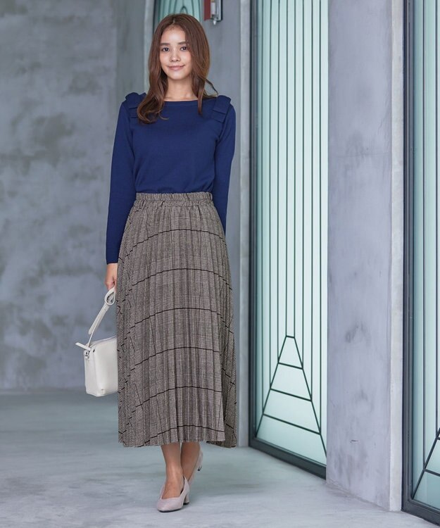 Tiaclasse 【安田美沙子さん着用】チェックプリーツスカート ベージュ