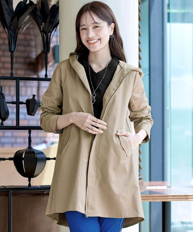 Tiaclasse 【洗える】ミドル丈マウンテンコート ベージュ