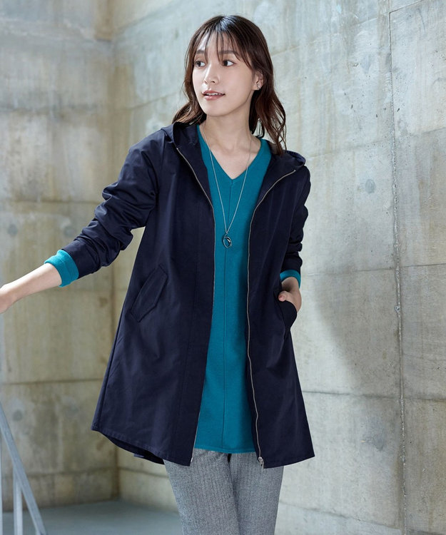 Tiaclasse 【洗える】ミドル丈マウンテンコート ネイビー