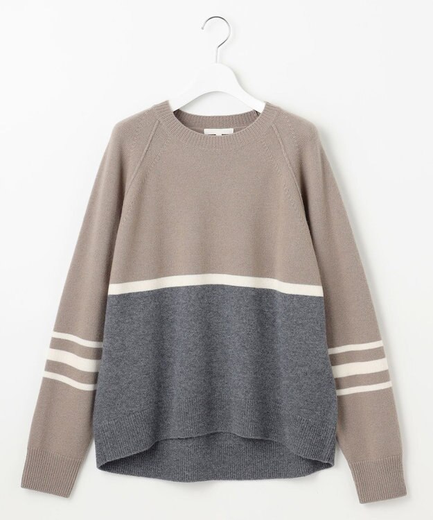 自由区 L ウールカシミヤブレンドラグランスリーブ ニット マルチボーダー