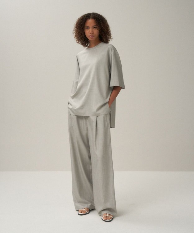 ATON SILK TROPICAL | ウォッシュドTシャツ TOP GRAY