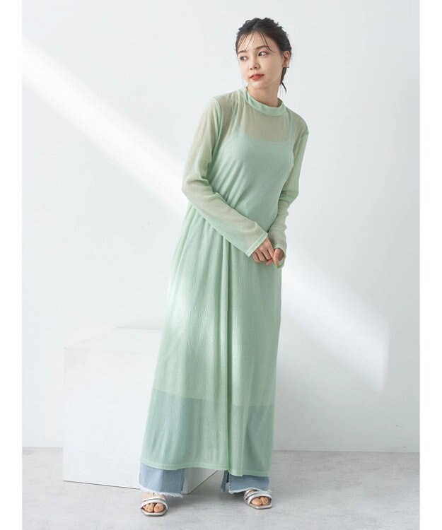 earth music&ecology ＳＥＴ２点シアーワンピース＋ペチワンピース Mint