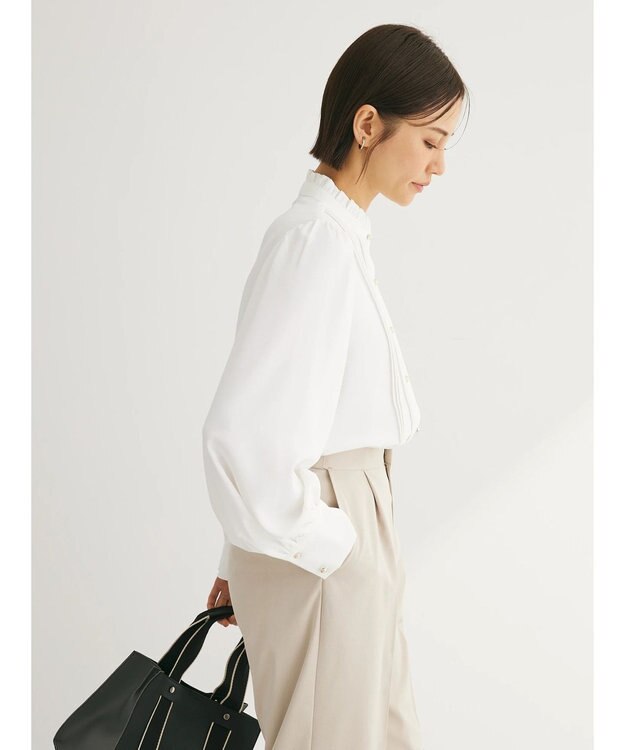 Green Parks ・ＥＬＥＮＣＡＲＥ　ＤＵＥ　ピンタックスタンドブラウス Off White