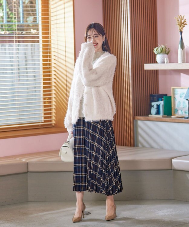 Tiaclasse 【安田美沙子さん着用】チェックプリーツスカート ネイビー