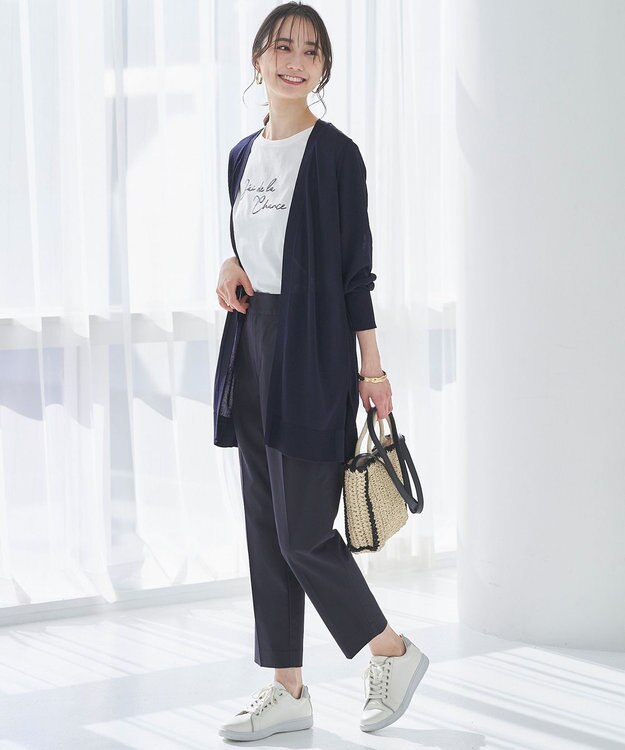 ANY SIS 【接触冷感・UVカット・撥水】クールタッチテーパード パンツ ネイビー