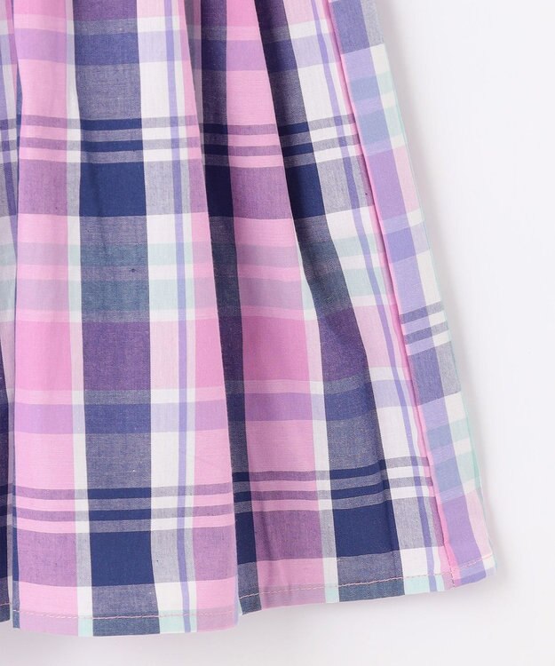 ANY KIDS チェック ドッキング ワンピース ローズ×マドラスチェック