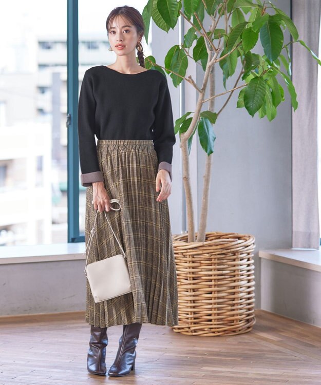 Tiaclasse 【安田美沙子さん着用】チェックプリーツスカート イエロー