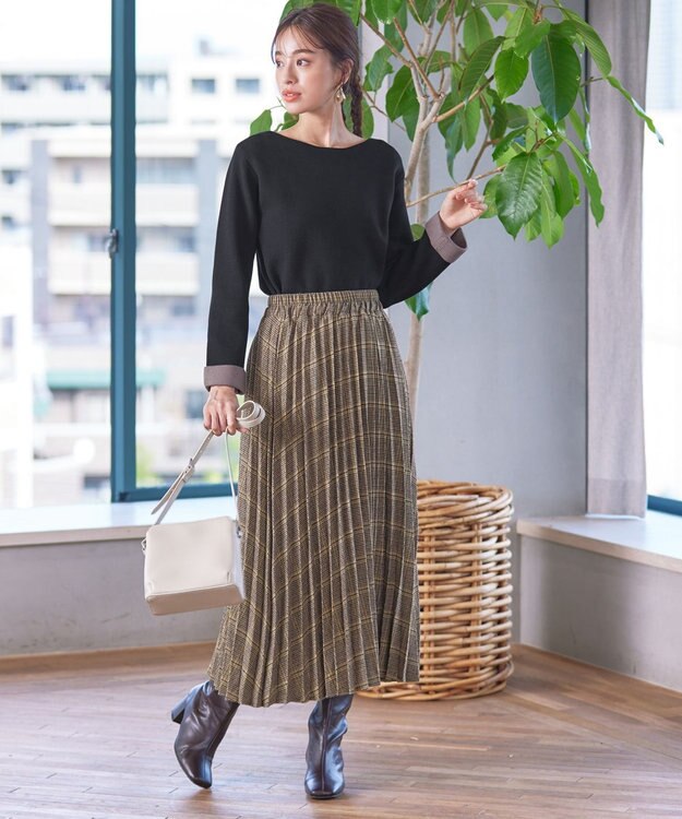 Tiaclasse 【安田美沙子さん着用】チェックプリーツスカート イエロー