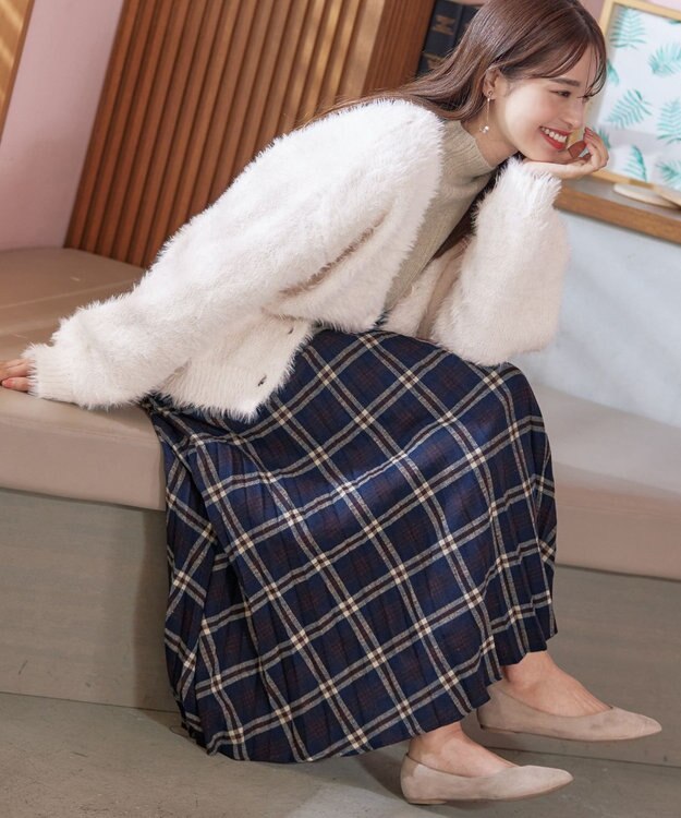 Tiaclasse 【安田美沙子さん着用】チェックプリーツスカート ネイビー