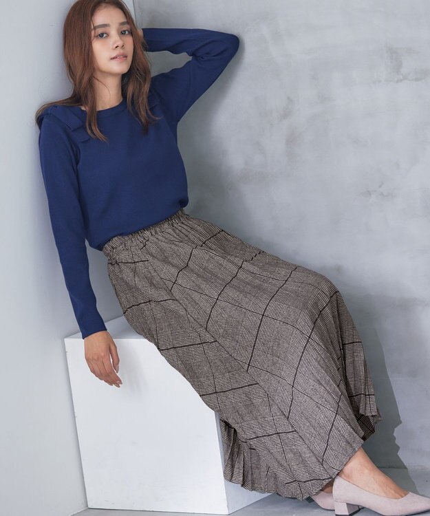 Tiaclasse 【安田美沙子さん着用】チェックプリーツスカート ベージュ