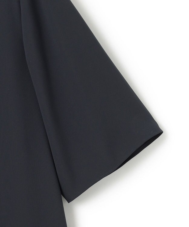 ICB 【接触冷感・UVケア・速乾・洗える】BackSatinAmunzen バンドカラーチュニックブラウス ネイビー系