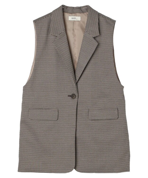 earth music&ecology テーラードジレ Check Brown