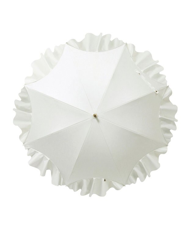 MOONBAT 【一級遮光日傘】LANVIN en Bleu (ランバン オン ブルー)  長傘 フレアフリル 遮光 遮熱 UV オフホワイト