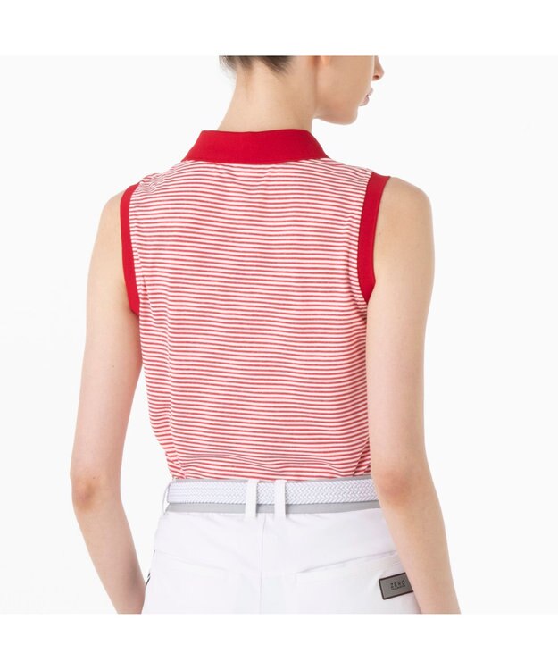 ZERO HALLIBURTON メランジ ボーダー ポロノースリーブ 82836 W4S4b レディースゴルフ レッド杢