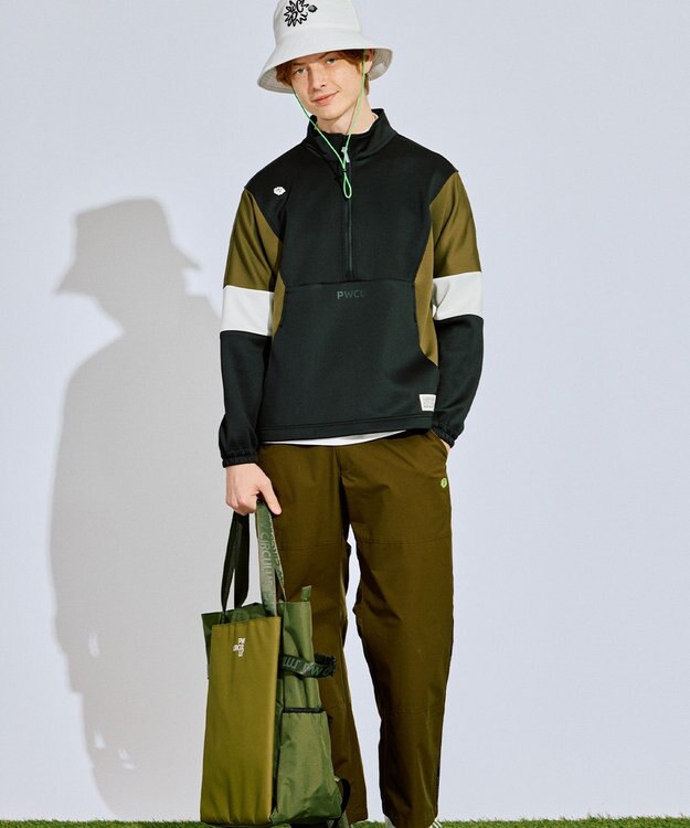 PW CIRCULUS 【MEN】カラーブロッキング プルオーバー ゴルフ ブラック系