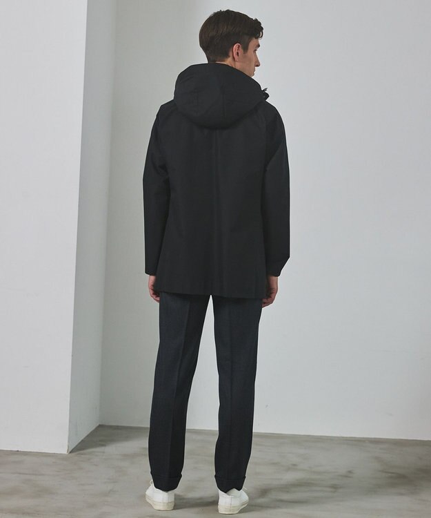 GOTAIRIKU 25年新作/3シーズン対応【仕事で着用可】メランジカルゼ フーデッドブルゾン_無地 ブラック系
