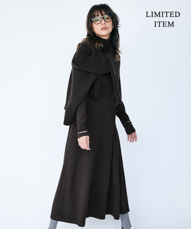 ICB 【WEB限定・洗える】 ヴィスコースハイゲージ ワンピース バーントブラウン系