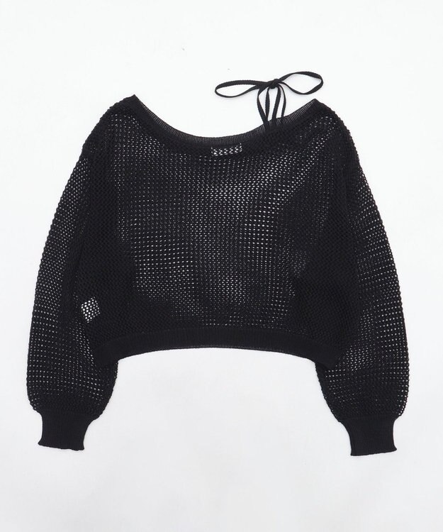 WEGO 2WAYオフショルメッシュニット ブラック