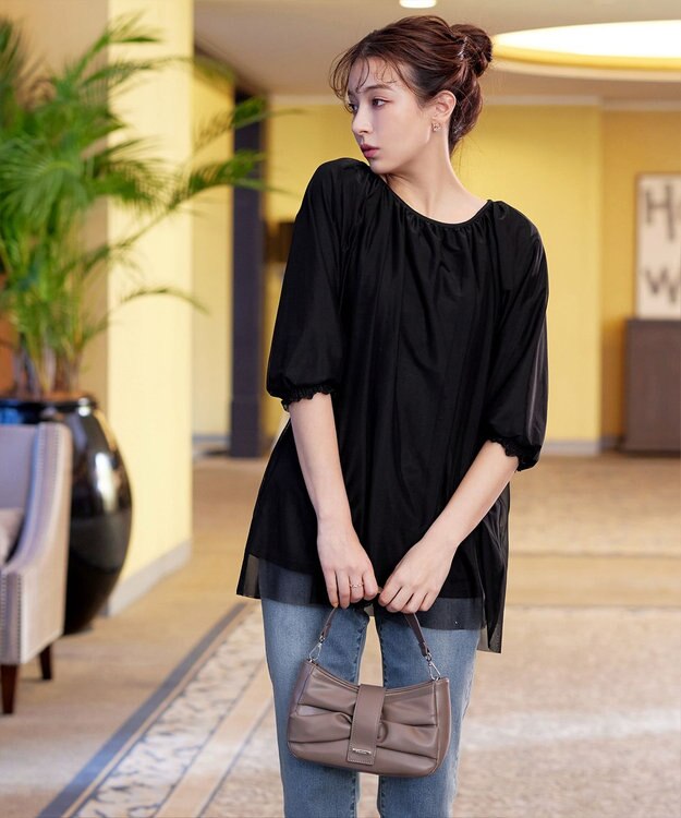 Tiaclasse 【安田美沙子さん着用・2way】リボンギャザーミニバッグ モカ