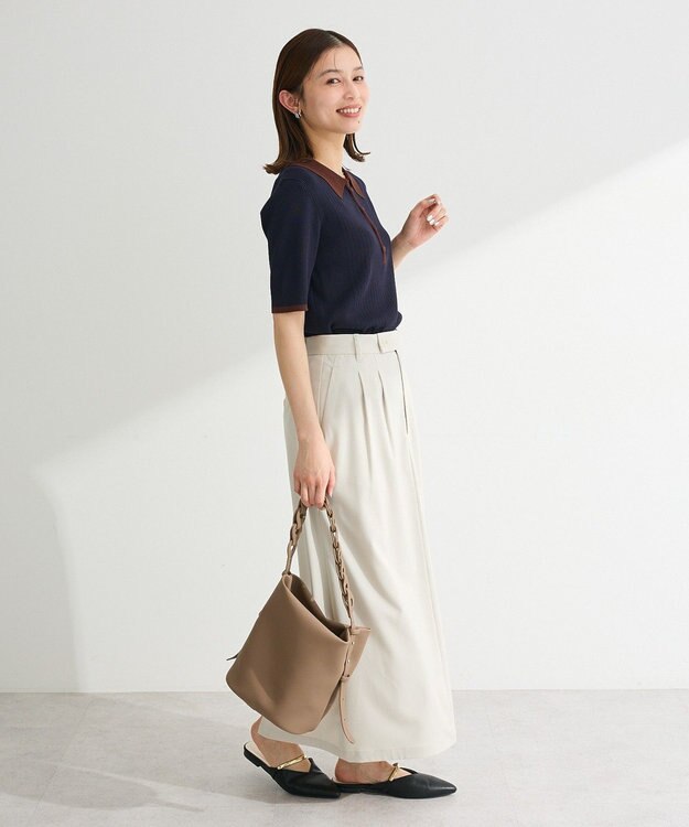 Green Parks 配色ニットポロ Navy