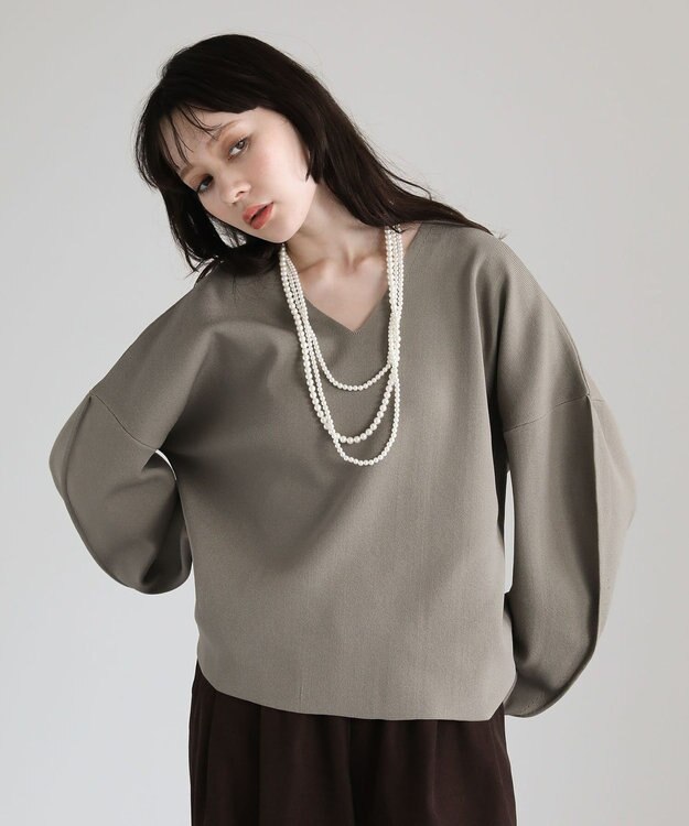 Green Parks ・ＥＬＥＮＣＡＲＥ　ＤＵＥ　２ｗａｙニットプルオーバー Gray Beige