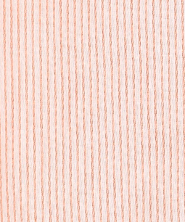 JOSEPH ABBOUD 【サスティナブル・７分袖】コットンリヨセルリネンコードストライプ シャツ オレンジ系1