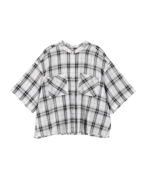 CRAFT STANDARD BOUTIQUE バックギャザーポンチョシャツ Check Ivory