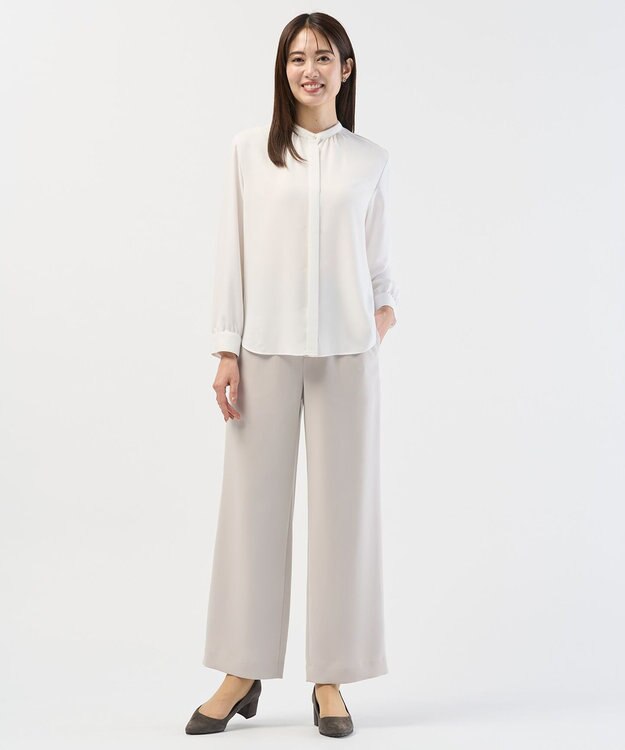 J.PRESS LADIES L 【セットアップ対応】セラテリーダブルクロス セミワイド パンツ グレージュ系