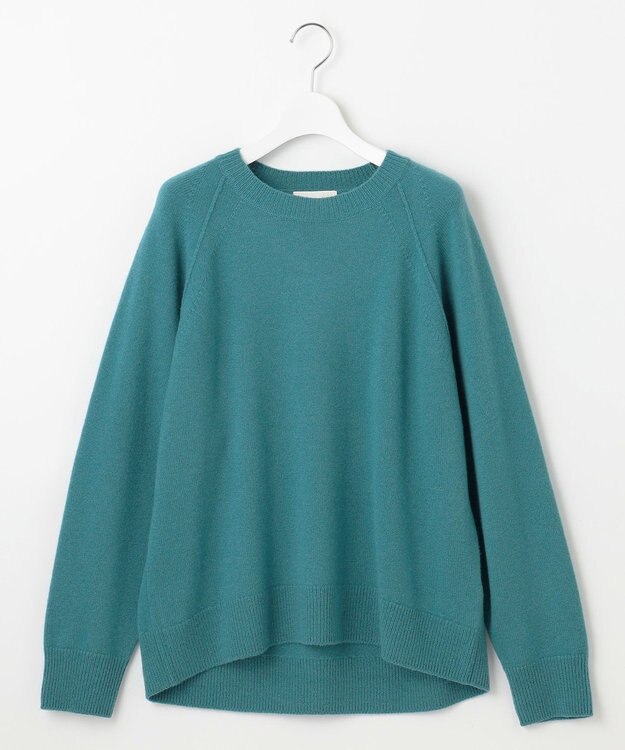 自由区 L ウールカシミヤブレンドラグランスリーブ ニット ブルー