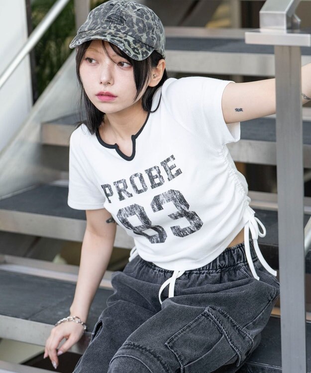 WEGO キーネックサイドレースアップちびT 柄3