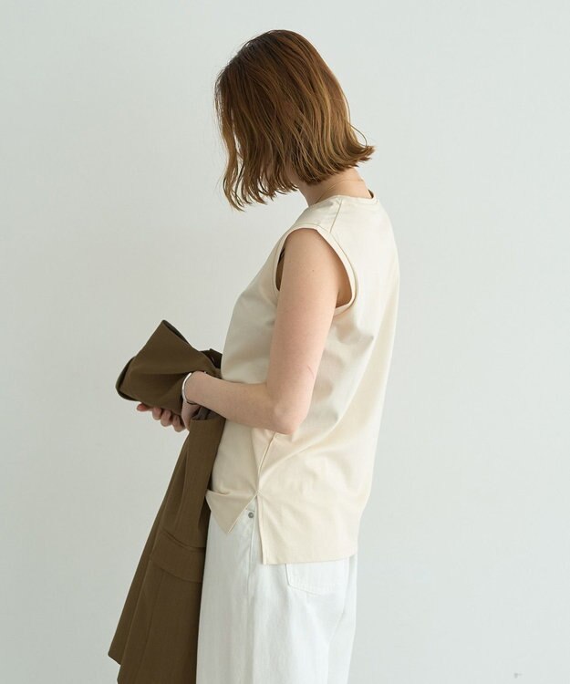 YECCA VECCA コットンスムースノースリーブトップス Off White