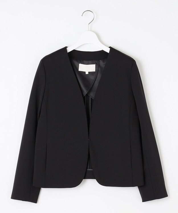 自由区 L 【セットアップ対応・洗える】モクロディ ノーカラージャケット ブラック系