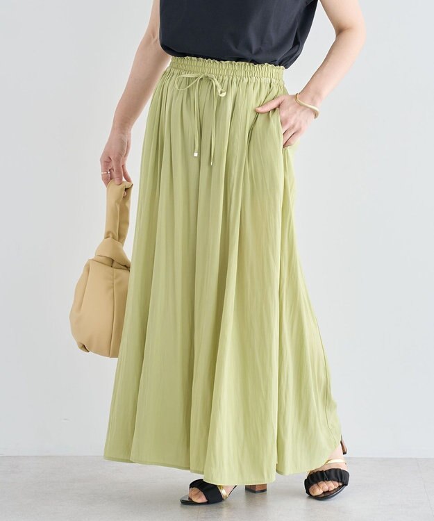 Green Parks サラフレワイドパンツ（無地） Lime Green