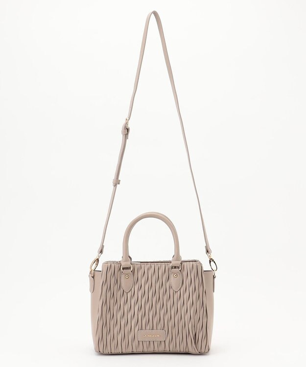 LA BAGAGERIE ランダムプリーツ2WAYハンドバッグ グレージュ